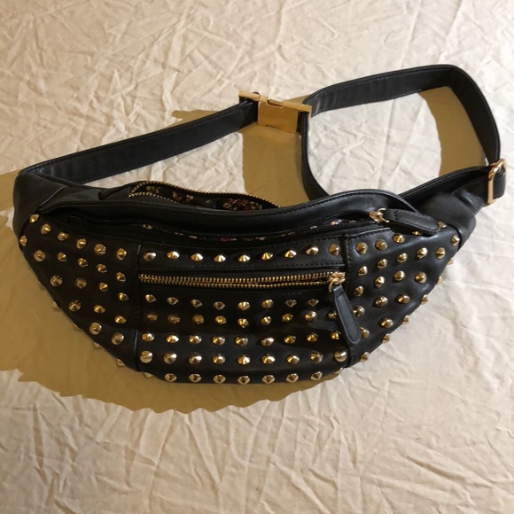 black studded fanny pack